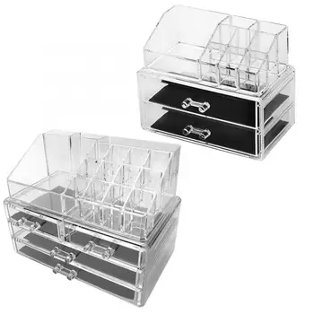 

Multi-Functional Transparent Acrylic Nail Art Makeup Storage Case Organizer Storage Box Showing Shelf