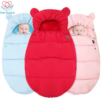 

Herbabe Newborn Baby Sleeping Bags Winter Thick Warm Footmuff Sleepsacks Infant Sleeping Bag for Stroller Bed Kids Swadding Wrap