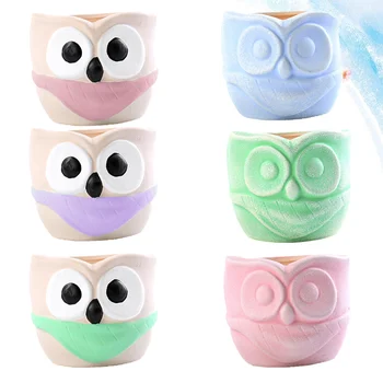 

6pcs Flower Pot Creamic Cartoonn Decorative Owl Pattern Cute Flower Pot Plant Pot for Garden