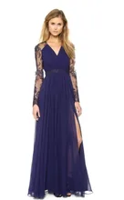 

free shipping vestidos de fiesta long sleeve hot sexy 2019 new fashion blue long dress party evening elegant dress Formal gown