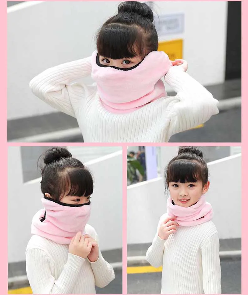 Осенне-зимняя детская многофункциональная кисточка для макияжа, шарф-протектор для шеи, плотный теплый плюш, однотонная Ветрозащитная маска, шейный платок