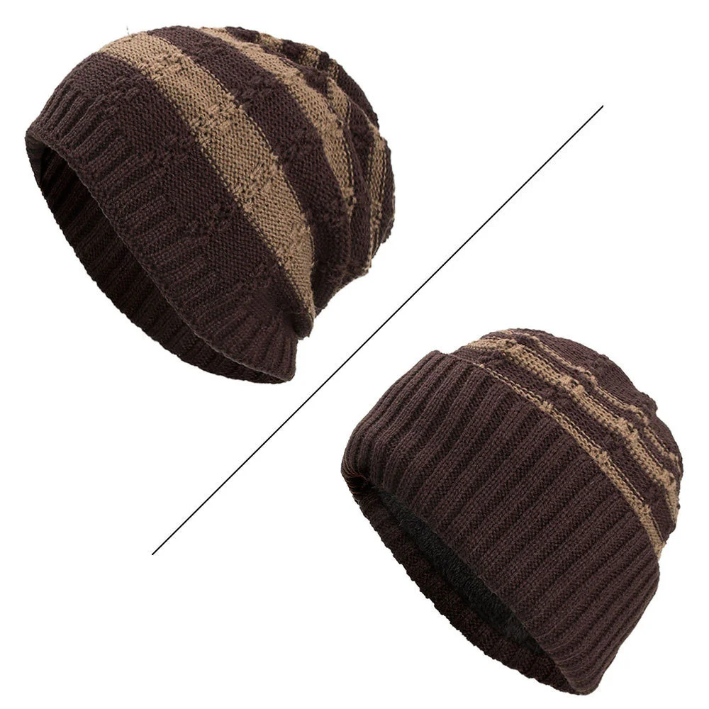1 шт. плюс бархатная теплая шапка Skullies Beanies, Зимняя Вязаная Шерстяная Шапка двойного назначения, шапка s для женщин и мужчин - Цвет: Coffee