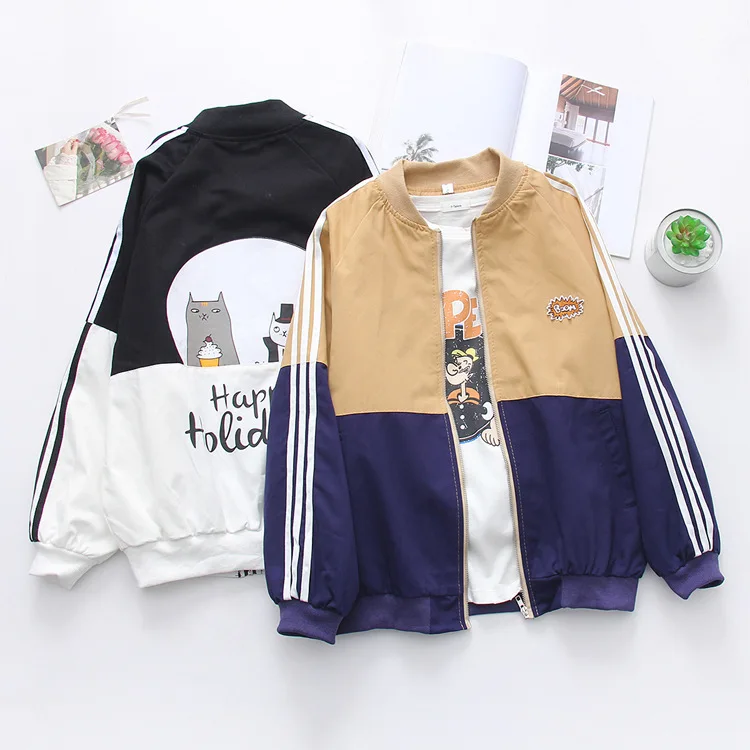 

2019 Spring And Autumn New Style College Style GIRL'S Students Baseball Uniform Cotton Thin Stand Collar Jacket Women's