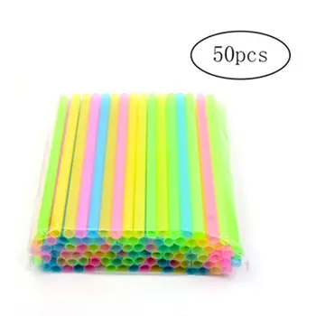

50PCS Drinking Plastic PP Straws Colorful Tea Milk Drinks Straws Juice Sucker Disposable Party Bar Wedding Accessory