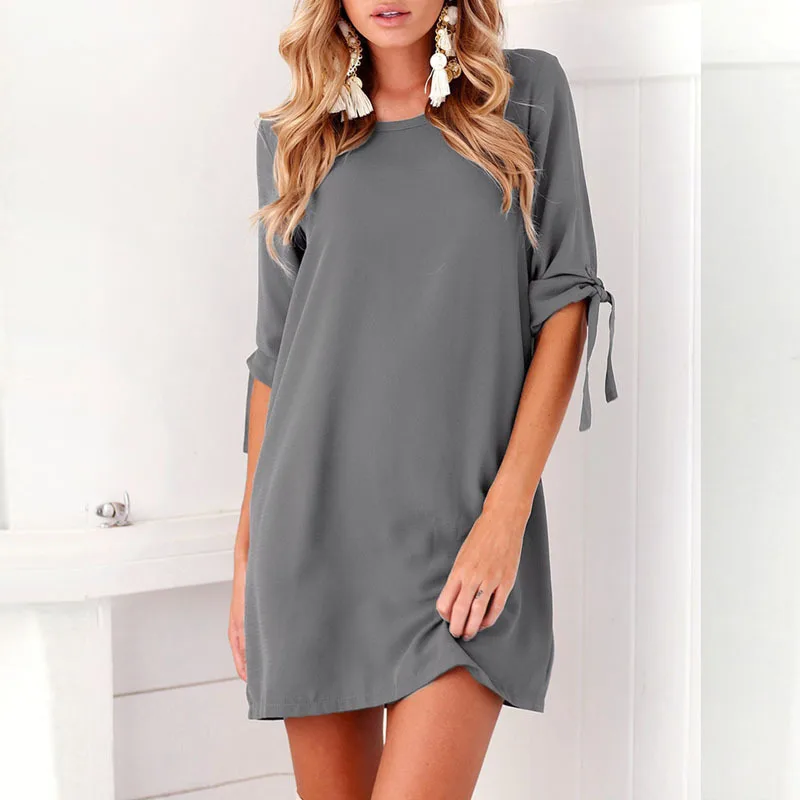 Summer Plus Size Loose O-Neck Women's Dress for Pregnant Women Female Women's Clothing Five-point Sleeve Breathable