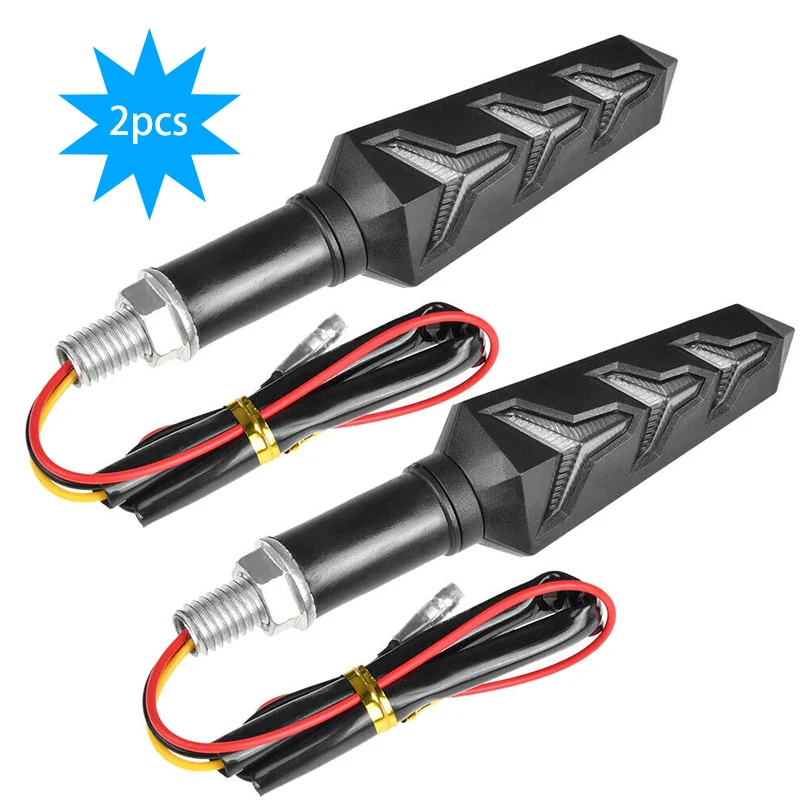 

2pcs 3Led Motorcycle Turn Sequential Signals LED Blinker Flowing Water Flashing Lights Tail Stop Indicators Turn Signal Lamp