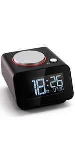 Homtime Портативный будильник для спальни с двумя usb-портами зарядного устройства для рядом с портативными цифровыми часами затемняемый Повтор черный - Цвет: Black