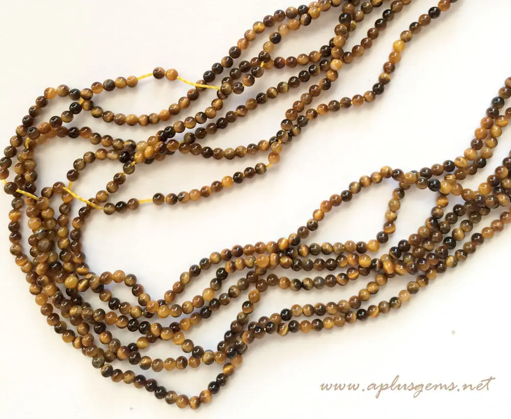 15in. long 4mm Brown Tiger's Eye ROUND BEADS -3 strands | Украшения и аксессуары