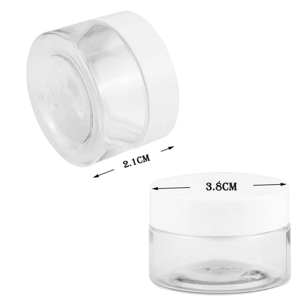 10g/10ml 리필용 플라스틱 화장품 투명 용기, 나사 포함, 흰색 뚜껑, 샘플 병, 아이섀도, 메이크업 냄비, 10 개