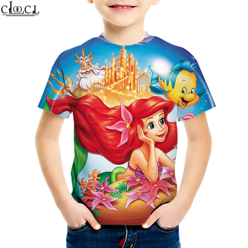  4 To 13 Years Kids Hoodie Anime Mermaid Ariel T Shirt Boys Girls 3D Print Baby Sweatshirt Casual Sh