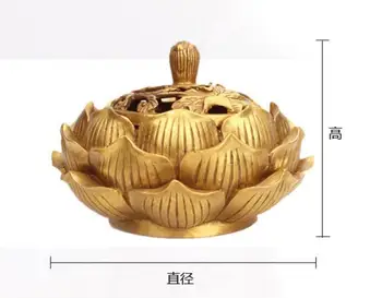

zhmui88006528<<++old chinese buddhism temple joss brass copper lotus incense burner Censer