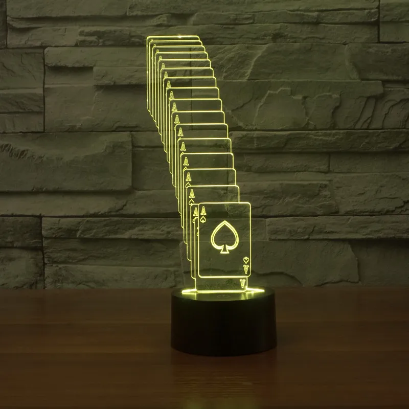 

2019 New Style Stack Playing Cards 3D Lamp Colorful Touch Control Charging LED Visual Lamp Gift Lamp 3003