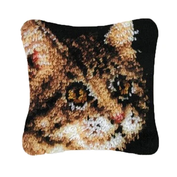 

Latch Hook Cushion Yarn for Cushion Cover Pillow Case Sofa Cushion Printed Canvas Home Decorative Pillow Animal Cat