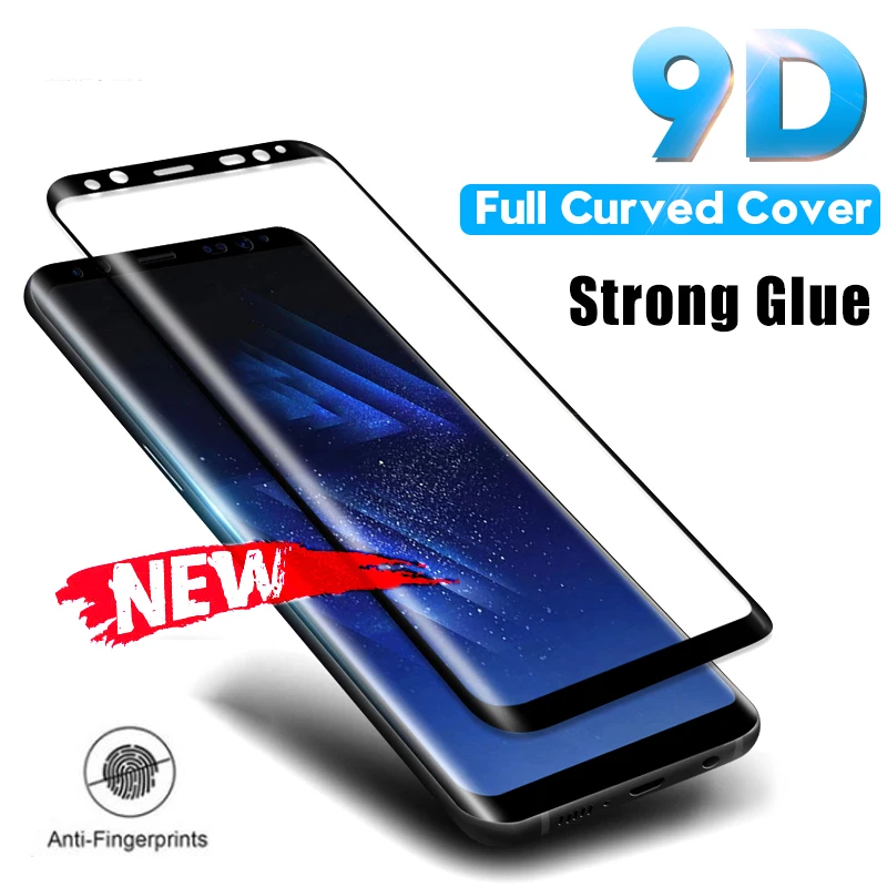 Protector de pantalla de vidrio templado curvado para móvil, película protectora de cobertura completa para Samsung Galaxy S9, S8 Plus, Note 9, 8, S7, S6 Edge
