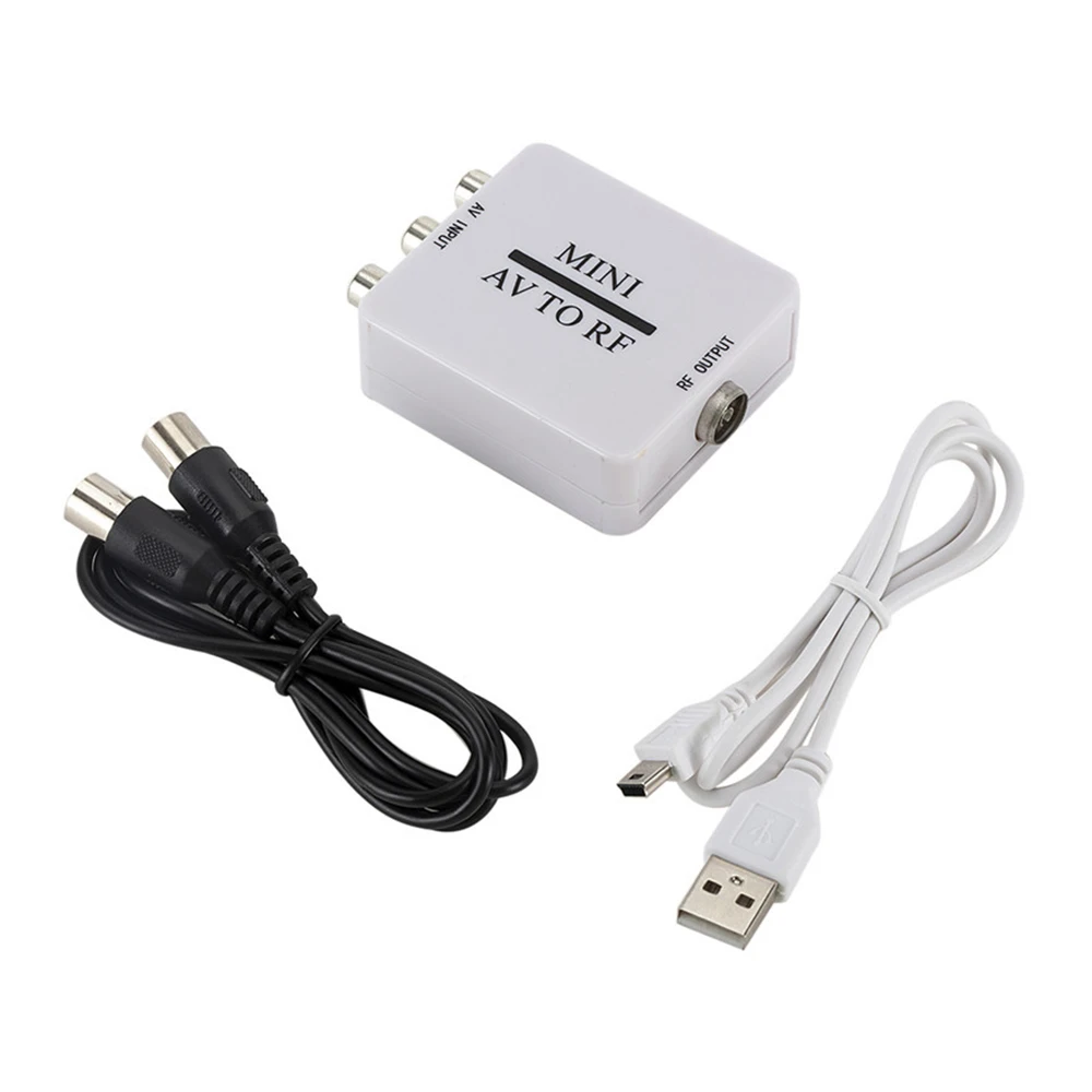 

Hot Mini HD Video Converter Box RCA AV CVSB to RF Video Adapter Converter Supports For MHz 61.25 67.25 TV Switch