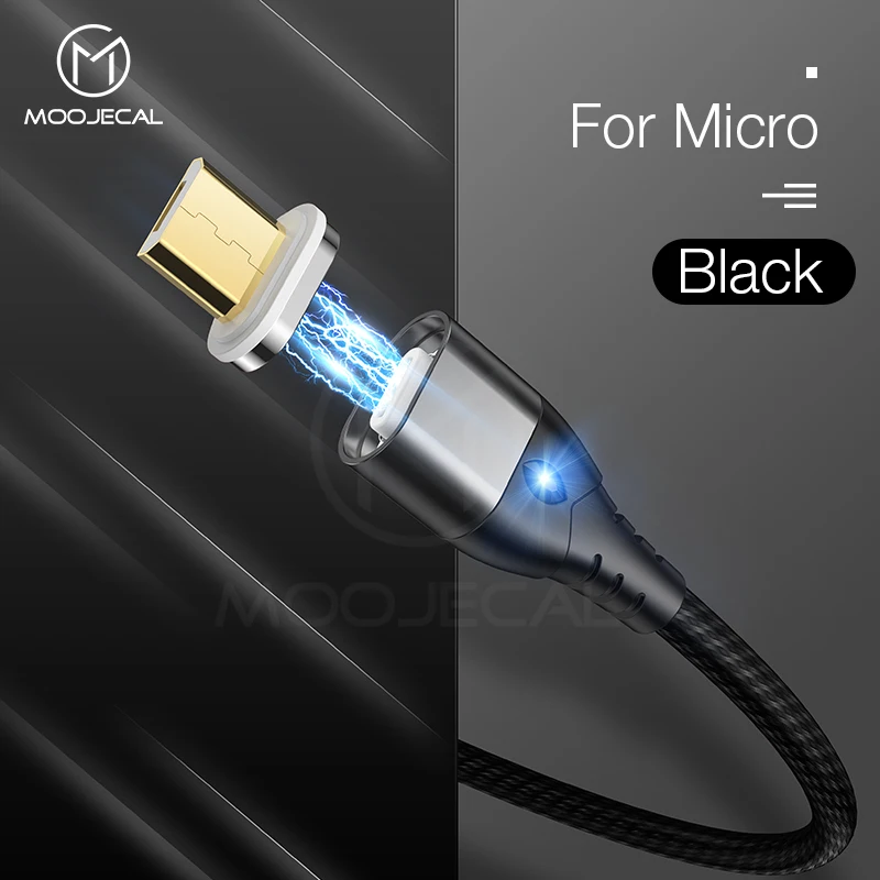 3а Магнитный кабель Micro usb кабель для iPhone XS MAX samsung S9 type C Быстрая зарядка Шнур для мобильного телефона Быстрая зарядка 3,0 зарядное устройство - Цвет: Black For Micro