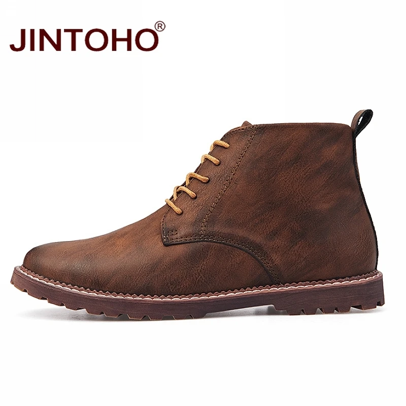 JINTOHO/Мужская зимняя обувь из натуральной кожи; модные мужские зимние ботинки; мужские Ботильоны; кожаные мужские ботинки; Рабочая обувь; мужские ботинки