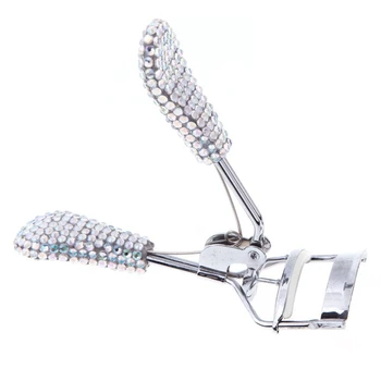 

Rhinestone Eyelash Curler Shining Silver Handle Eye Curling Eyelash Curler Clip Beauty Tool