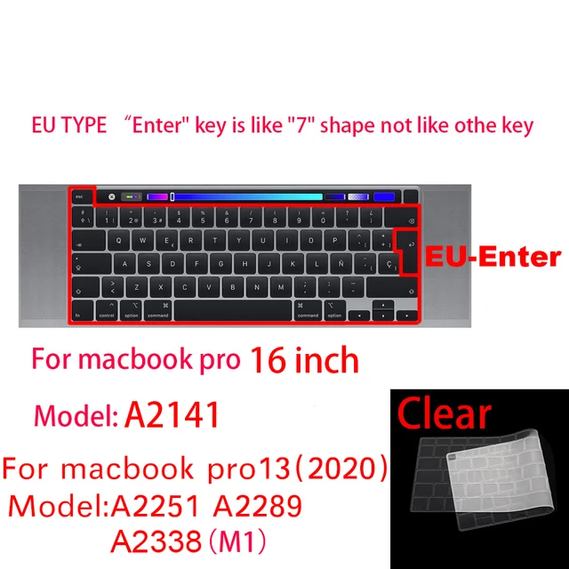Keyboard cover for Apple Macbook pro13/16/15 Air13 inch All series Laptop silicone Case Transparent Clear Protecter film EU/US M