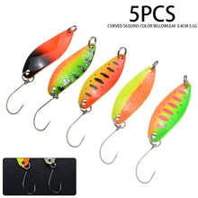 

5Pcs 3.5g Sequin Fishing Lures Trout Blinker Hard Baits Willow Leaves Single Hook Fishing Lure Set for Trout Perch Chub Fishing