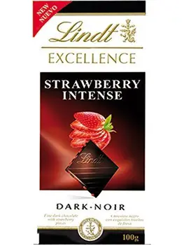 

Lindt - Tableta de chocolate Negro con fresa - 100 g - Pack de 4 Unidades