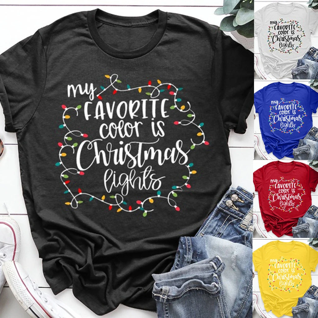 CHAMSGEND Fashion Women Blouses Autumn 2019 Christmas Blouse Letter Printed Short Sleeves Shirt Tops 1003