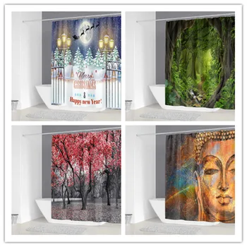

2020 Modern Hot Sale Shower Curtains for Bathroom Happy New Year Best Gifts Shower Curtains