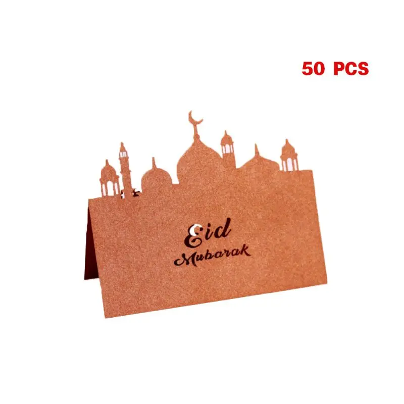 50pcs Laser Cut Castle Eid Mubarak Muslim Ramadan Wedding Party Invitation Table Place Card Name Reception Seatting Cards 72XF - Цвет: BZ