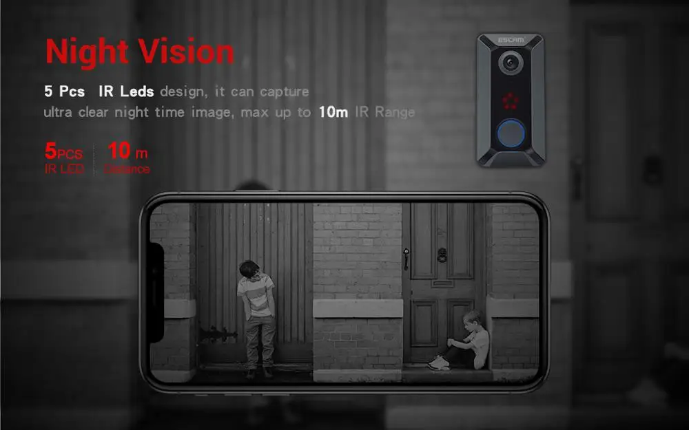 ESCAM V6 WiFi видео дверной звонок 720P беспроводной HD переговорное устройство с видеокамерой двухстороннее аудио бесплатное Облачное хранилище для домашней безопасности