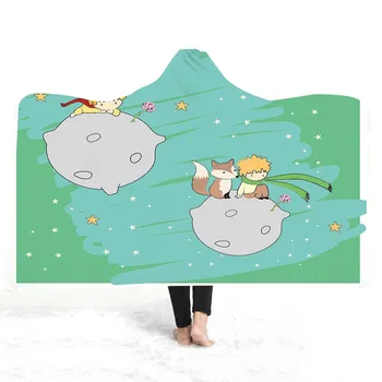 

Kids Cartoon Plush Hooded Blanket Little Prince Fox Rose Planet Microfiber Warm Soft Sherpa Fleece Blankets Outside Wrap Blanket