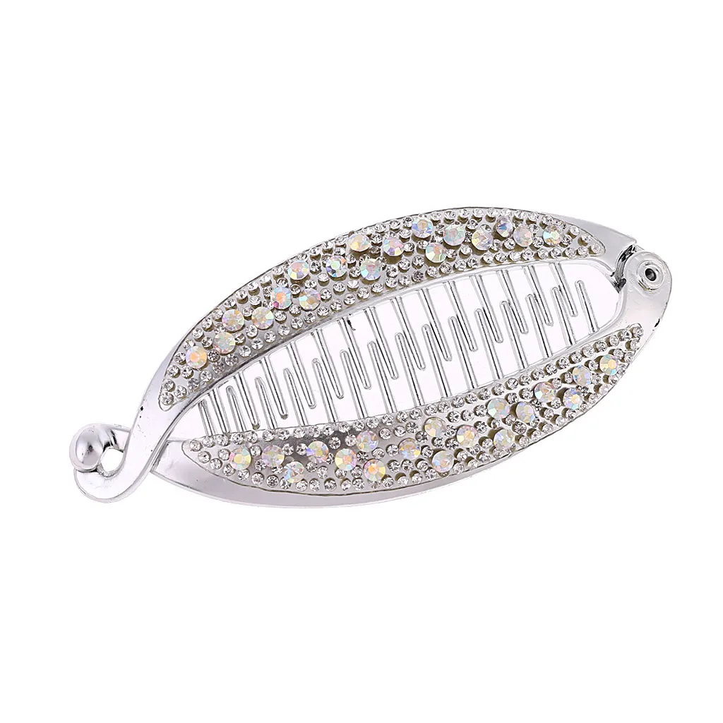 

2Pcs Shiny Crystal Hair Claw Banana Clip Fish Shape Barrettes Hairpins For Women