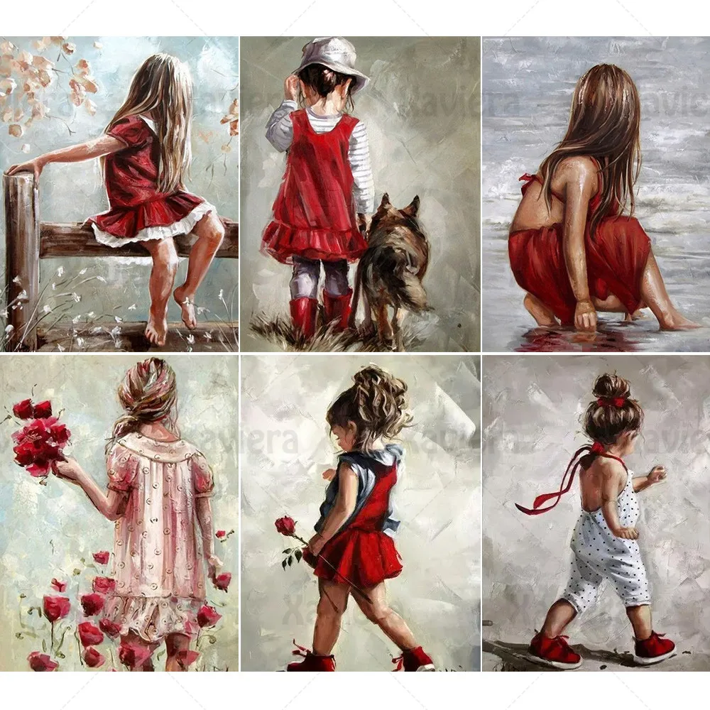 

5D Diy Diamond Embroidery Girl Red Dress Full Square Round Diamond Painting Rhinestone Cross Kit Home Decoration Living Room