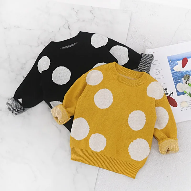 Детский осенний хлопковый свитер в горошек для маленьких мальчиков и девочек, верхняя одежда, пальто, одежда