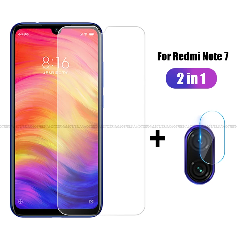 2 в 1 закаленное стекло+ Защитная пленка для камеры мягкая пленка для Xiaomi Redmi Note 7 Note7 защитная пленка M1901F7G M1901F7H Satefy glass