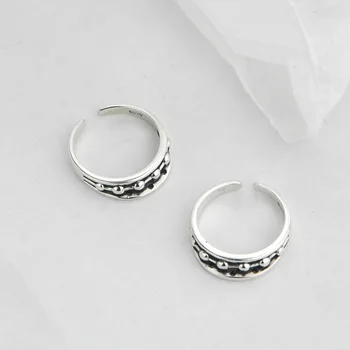 

Japanese Korean Creative-Fine Silver Retro Adjustable Adjustable Ring Women's Fashion Simple Normcore Style S925 Silver Ring