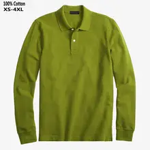 Классические рубашки поло, хлопок, мужские рубашки поло с длинным рукавом, повседневные однотонные мужские рубашки поло, XS-4XL, модные мужские топы