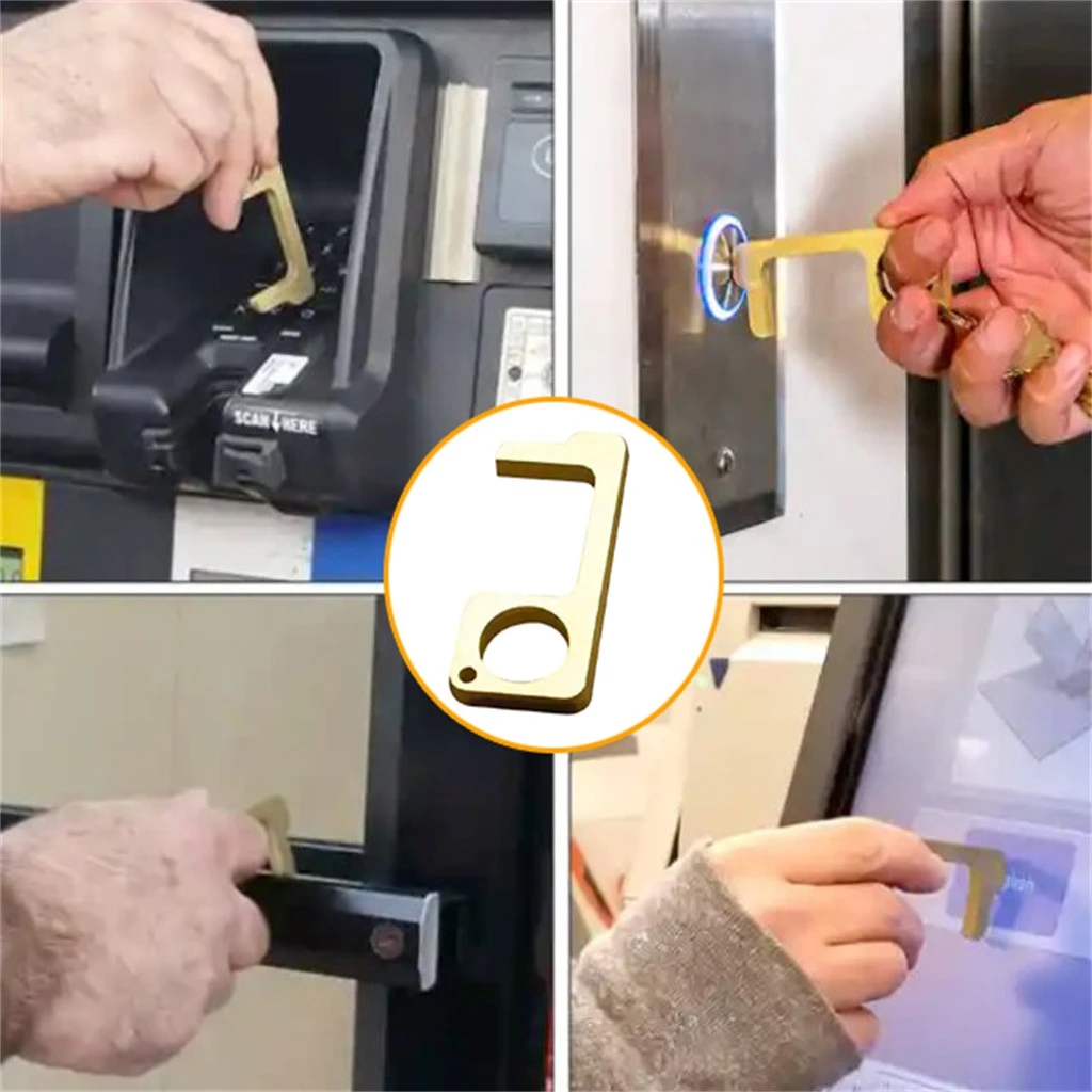 Door Handle Portable Press Elevator Tool Hygiene Hand Antimicrobial Brass Edc Door Opener Door Handle Key Poignee De Porte Aliexpress Home Improvement