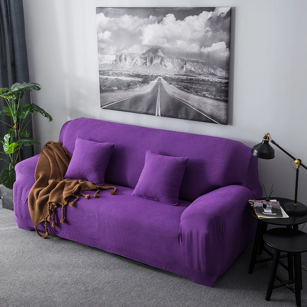 

Waterproof Solid Color Elastic Sofa Cover Fleece Modern Corner Sofa Couch Slipcover Chair Protector Living Room 1/2/3/4 Seater
