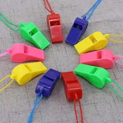 Sifflet en plastique pour enfants, jouets avec cordes, basket ball, pom pom girl, entraînement en plein air, commande, outil d'avertissement d'appel, 12 pièces/lot 