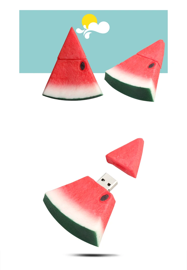 Suntrsi Usb Flash Drive 2.0 64GB silicone watermelon  32GB pen drive 128G 16GB 8GB usb флешка Memory Stick gift For PC thumb drive