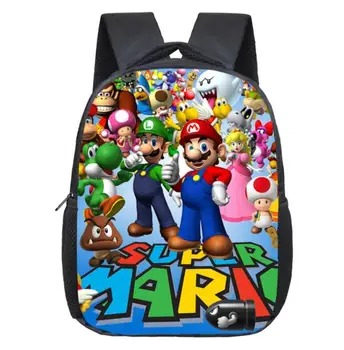 

12 Inch Super Mario Bros Sonic Printing Kindergarten Infantile Small Backpack for Kids Baby Cartoon School Bags Children
