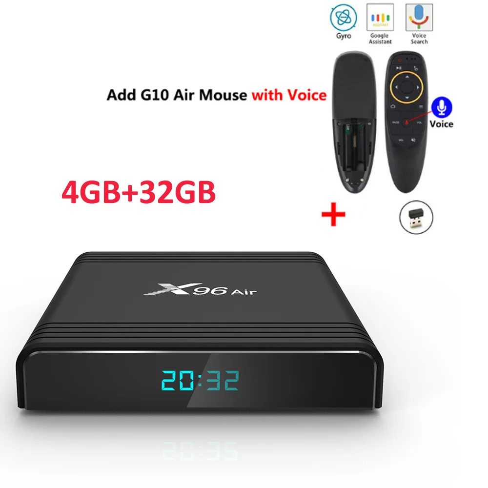 X96 Air Android Tv Box AmlogicS905X3 2GB16GB Android9.0 2,4G/5G wifi LAN100M Netflix 4GB32GB/64GB телеприставка 4K HD медиаплеер - Цвет: 4GB 32GB add G10
