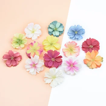 

100 pieces 5CM silk daisy decorative flowers wreaths artificial flowers home wedding decoration diy scrapbook brooch Candy box