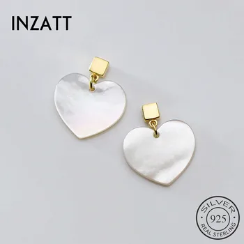 

INZATT Real 925 Sterling Silver Minimalist Shell Heart Stud Earring For fashion Women part Cute Fine Jewelry Accessories