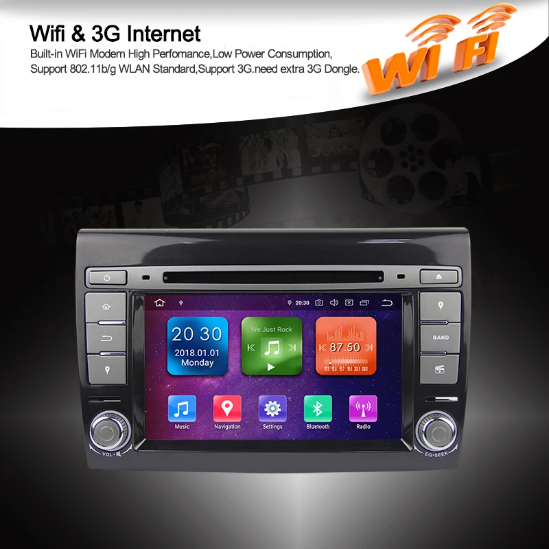 Clearance Android 9.0 9.1 Car DVD Player 2 din Stereo for Fiat Bravo 2007-2014 Radio NAVI GPS Navigation System 1024*600 Bluetooth Wifi 10