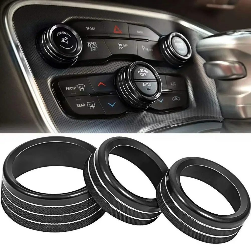 Car Knob Covers Air Conditioning Volume Radio Button Knob Cover For 2015- Dodge Challenger Charger RT SXT Scat Pack Daytona
