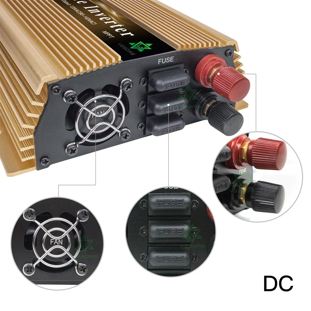 1400W Inverter solare domestico MPPT 18V 24V 30V 36V su griglia convertitore Inverter 110V 220V AC per 36 60 72 celle pannello fotovoltaico - immagine 3
