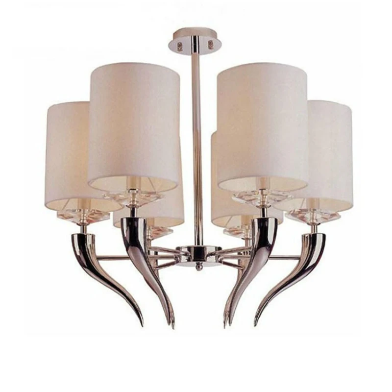 

Modern Chandelier Living Room LED Lighting Iron Cloth Bedroom Dinning Room White E14 8 Heads Home Decor Pendant Lamp Fixture