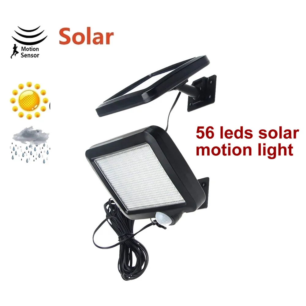 

56 leds 5M cable Motion Sensor Solar Garden Light Solar Lamps Split mount Solar Wall street spot garden path Outdoor for garage