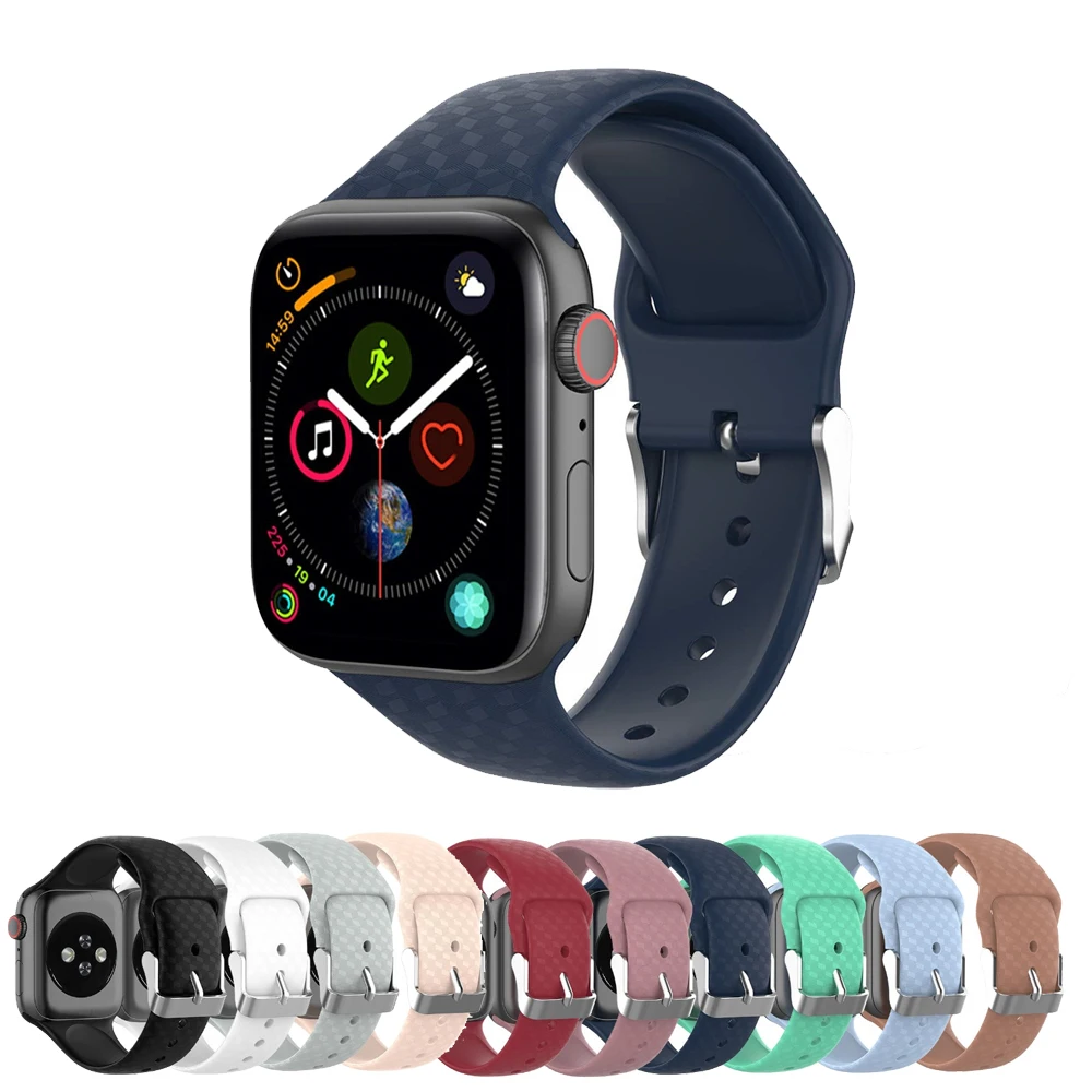 3D текстура ремешок для Apple watch 4 5 полоса 44 мм 40 correa iwatch 3 2 38 42 силиконовый браслет
